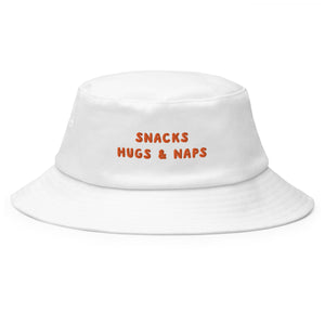 Snacks, Hugs & Naps - Embroidered Bucket Hat