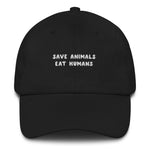 Load image into Gallery viewer, Save Animals eat Humans - Embroidered Cap
