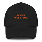Load image into Gallery viewer, Snacks, hugs &amp; naps - Embroidered Cap
