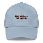 Load image into Gallery viewer, Save Animals eat Humans - Embroidered Cap
