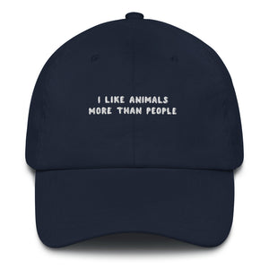 I like animals more than people - Embroidered Cap