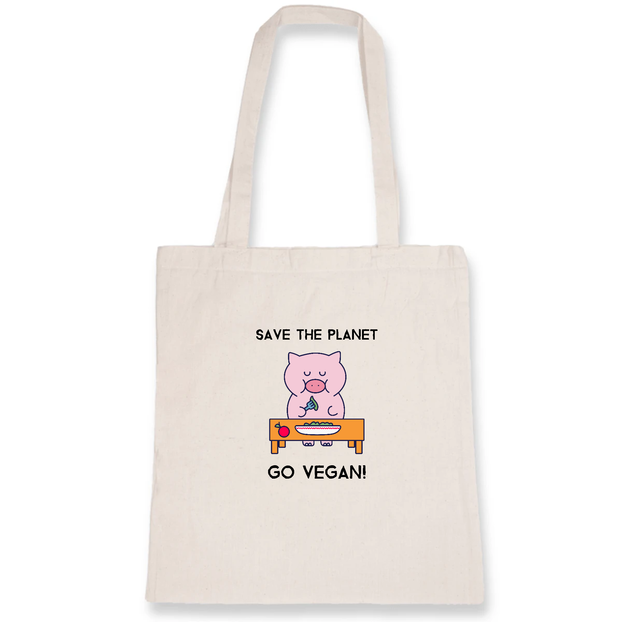 Save the Planet go Vegan - Organic Cotton Tote Bag - Oat Milk Club